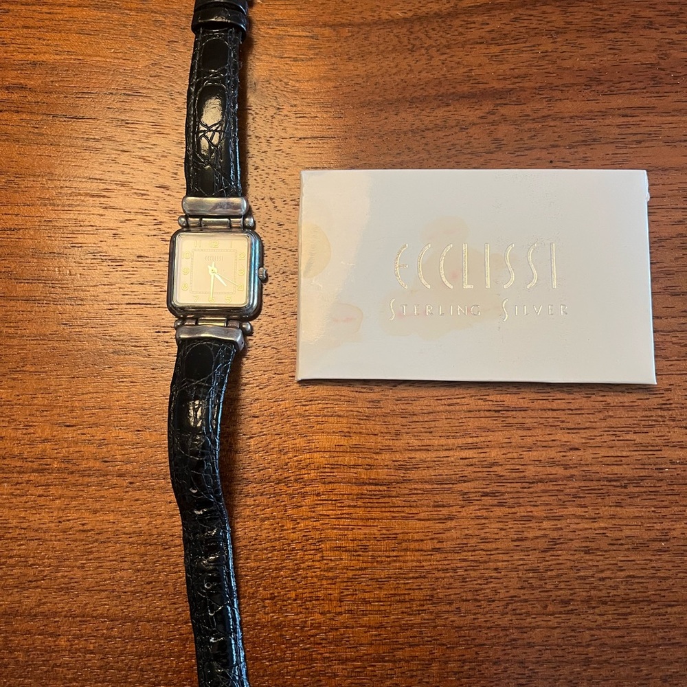 Ecclissi Sterling Silver Watch with Leather Band